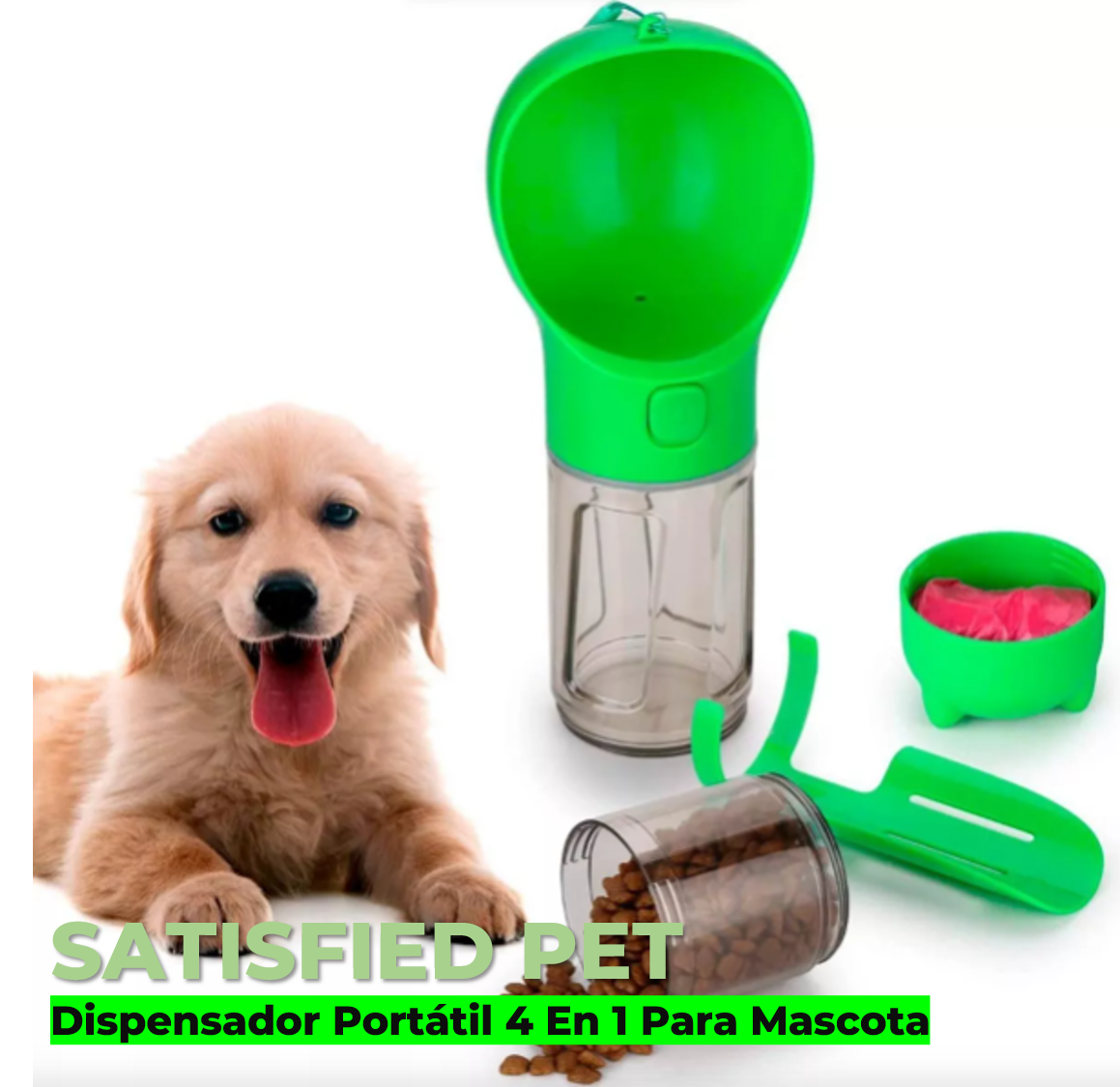 Dispensador Portátil 4 En 1 Para Mascota ★ SATISFIED PET